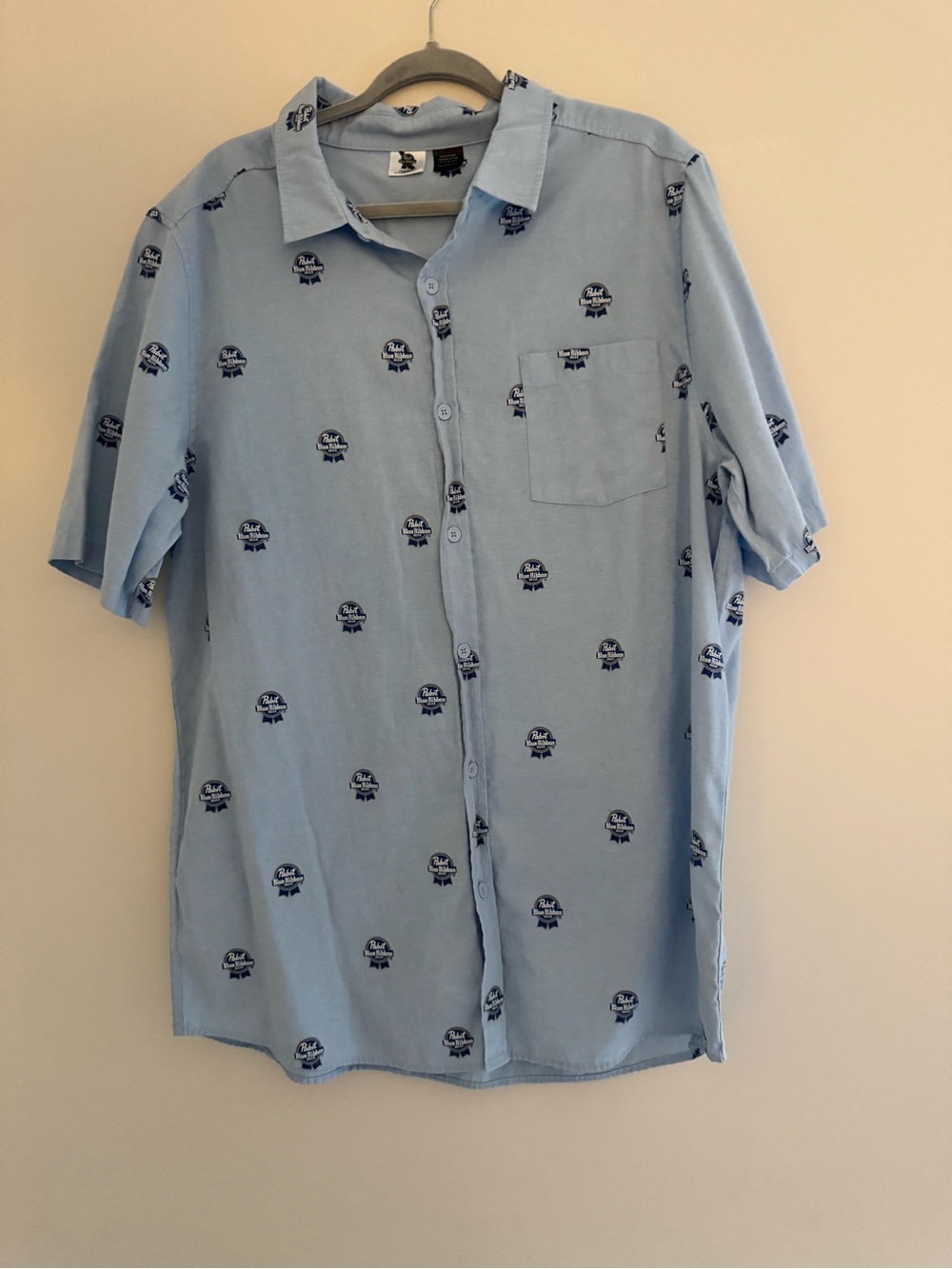 Pabst Blue Ribbon Beer Logo Button Up Shirt XXL Festival Dadcore PBR